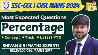 Percentage प्रतिशत  Class6  SSCCGL  CHSL Mains 2024 cglmains2024 sscchslmains percentage [upl. by Namas950]