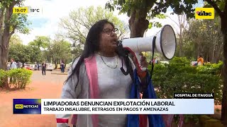 Hospital de Itauguá limpiadoras denuncian trabajo insalubre retrasos en pagos y amenazas [upl. by Ainyt]