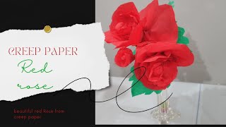 DiyTutorial Red Rose Creep Paper Flowercreep paper say Rose banaenRosecreep paperrizcreation [upl. by Aig]