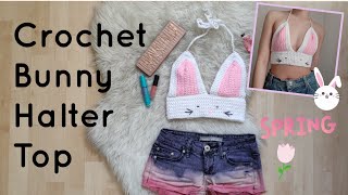 Crochet Bunny Crop Top  Tutorial DIY [upl. by Ellezig]