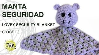 Tutorial Manta Seguridad Crochet o Ganchillo Lovey Hippo [upl. by Eriha]