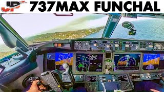 Tricky Funchal Landing TUIfly Boeing 737MAX  Wet Runway amp Rain on Final [upl. by Nonnahc]