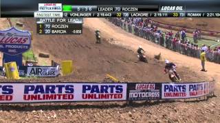 Budds Creek 250 Moto 1 Justin Barcia Passes Ken Roczen [upl. by Ocana]