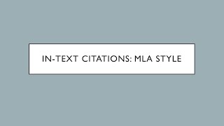 InText Citation MLA Style [upl. by Eleon788]