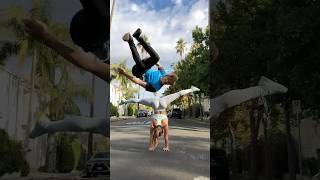 Road Block 🚧⚠️ flips handstand gymnastics tricks parkour [upl. by Aicilet]