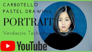 Drawing a portrait with CarbOthello chalk pencils using the Verdaccio technique [upl. by Minnaminnie154]