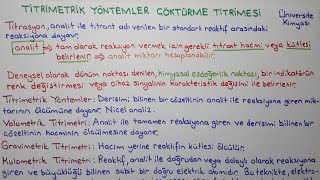 ANALİTİK KİMYATitrimetrik YöntemlerVolumetrik Titrimetride Kullanılan Bazı Terimler [upl. by Esilec]