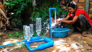 PVC pipe craft idea with plastic bottle become high pressure system water  Do it your safe project [upl. by Ellehcem172]