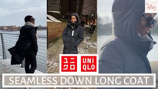 UNIQLO WOMEN’S SEAMLESS DOWN HOODED LONG COAT REVIEW  BEST SPRINGWINTER COAT EVER  byalicexo [upl. by Moss]