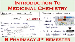 Introduction to medicinal chemistry  L1 Unit1  Medicinal Chemistry 1  b pharmacy 4th sem [upl. by Dean]