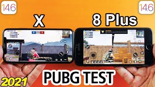 iPhone X vs iPhone 8 Plus PUBG MOBILE TEST in 2021  IOS 146 PUBG TEST😲 [upl. by Nahsin]