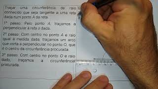 33 Traçar uma circunferência de raio conhecido que seja tangente a uma reta dada num ponto A [upl. by Thaine]