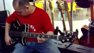 checking out the greg bennet hollow bass guitar  lazer musicmp4 [upl. by Hares107]