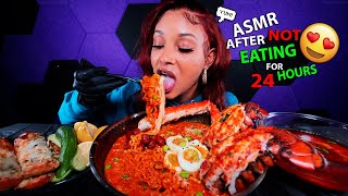 2X SPICY LOBSTER TAIL amp KING CRAB CARBONARA NOODLE SEAFOOD BOIL MUKBANG ASMR  QUEEN BEAST [upl. by Marius]