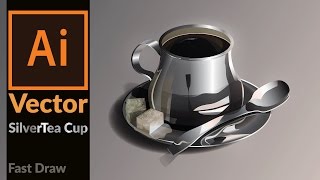 Drawing Vector Realistic Silver coffee cup in Adobe Illustrator [upl. by Goer]