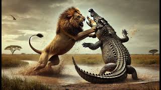 Lion vs Crocodile Epic Savannah Showdown  Who Will Win [upl. by Acinoev]