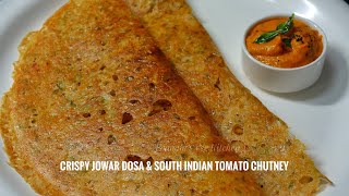 Crispy Healthy Gluten free Instant Jowar Dosa amp Chatpati South Indian Tomato Chutney  Sorghum Dosa [upl. by Anem]