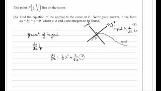 P1 EDEXCEL IAL WMA1101 OCT NOV 2019 Q5  Differentiation  Equation of normal [upl. by Itirahc]