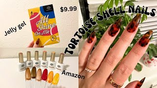 EASY TORTOISE SHELL NAIL ART TUTORIAL  BORN PRETTY JELLY GEL POLISH FROM AMAZON [upl. by Eyanaj992]