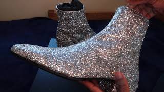 SAINT LAURENT GLITTER BOOTS REVIEW  ON FEET [upl. by Bashuk203]