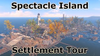 Fallout 4 Spectacle Island Settlement Tour  My Biggest Settlement  Massive Detailed Build [upl. by Enyt]