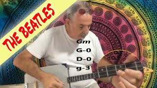 How To Play The Beatles Norwegian Wood On a 3 String Cigar Box Guitar [upl. by Ynitsed]