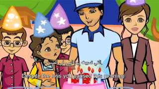 Happy Birthday Episode  Arabic Subtitles English Translations  Arabic Cartoon Kids طارق و شيرين [upl. by Reivax]