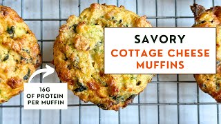 HIGH PROTEIN HIGH FIBER Savory Cottage Cheese Muffins [upl. by Ayerhs]