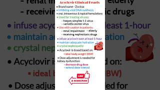 Antiviral drugs pharmacology acyclovir clinical pearls pharmacology made easy shorts [upl. by Cotter]