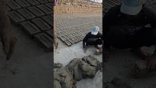 Brick making manually by clay soil shorts [upl. by Ellette]