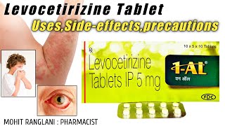 Levocetirizine dihydrochloride tablets ip 5mg  UsesSide effectsDose and precautions  In Hindi [upl. by Nraa]