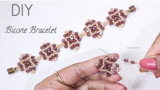 DIY Beaded Bicone Bracelet Tutorial Make a Stunning Beaded Bracelet With Few Easy Steps 😍 [upl. by Asina]