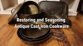 Restoring and Seasoning Antique Cast Iron Cookware badly pitted [upl. by Telracs]