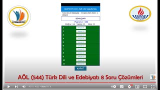 AÖL 548 Türk Dili ve Edebiyatı 8 Dersi 202324  1 Dönem Soru Çözümleri [upl. by Nussbaum]