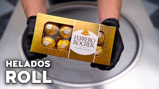 Ferrero Rocher Ice Cream Rolls  Helado de Ferrero Rocher  ASMR Comida  Helado en Rollo [upl. by Jalbert863]