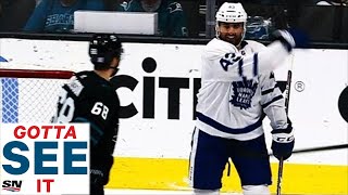 GOTTA SEE IT Nazem Kadri BatFlips Melker Karlsson’s Stick Away After Dumping Him Into Boards [upl. by Anirahc285]