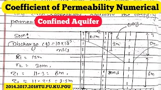 Confined Aquifer numerical  Coefficient of Permeability  2014 2018 2019 2016 PUTUKUPOU [upl. by Ekle]