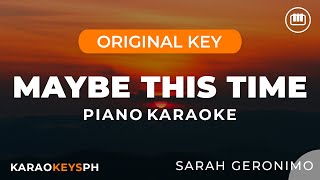 Maybe This Time  Sarah Geronimo Piano Karaoke [upl. by Ayortal]