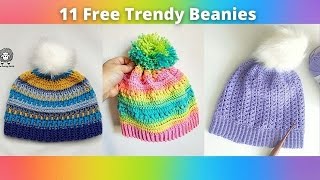 11 Trendy Patterns for Crochet Beanies [upl. by Zosema]