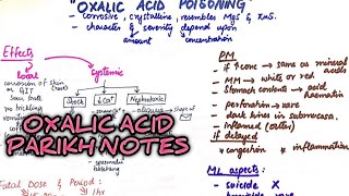 Oxalic acid poisoning  parikh toxicology notes [upl. by Panchito]