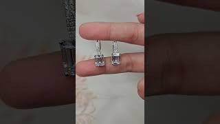 💚 Emerald Cut Moissanite Diamond LeverBack Earrings ✨💎explorepage shorts reels diamondearring [upl. by Cavan]