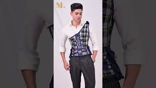 quotNavy Blue Tartan Mens Corset Vest with Satin and Shoulder Strap  Gothic Waist Trainer [upl. by Yrelav]