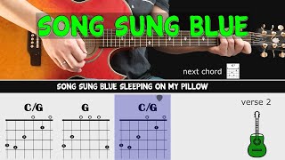 SONG SUNG BLUE  Neil Diamond  Guitar lesson  Acoustic guitar with chords amp lyrics [upl. by Gierk]