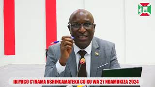 Ikiganiro cInama nshingamateka co ku wa 27 Ndamukiza 2024 [upl. by Orvah]