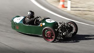 1929 Morgan Super Aero amp 1934 Hale Morgan 3Wheelers racing on Swiss historic hillclimb [upl. by Christan]