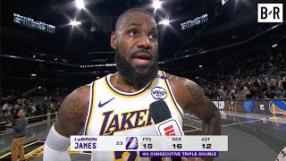 LeBron James Reacts to His 4th Straight TripleDouble Longest Streak of His Career [upl. by Juni]