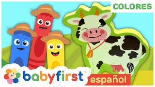 Colores en español para niños  Pandilla de Colores  Cocina Batido  Granja   Babyfirst Español [upl. by Ahtnama]