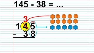 Apprendre à poser une soustraction avec une retenue [upl. by Eudocia]