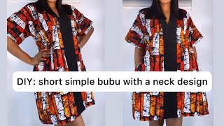 How to cut and sew a short bubu dress with a V neckline design [upl. by Forcier]