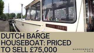 PRICED TO SELL Beautiful Dutch Barge Houseboat £75000 [upl. by Enialedam]